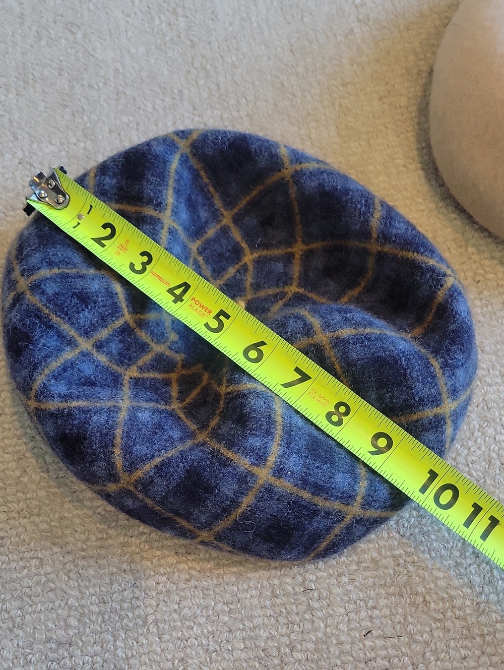 Blue Plaid Wool Beret & Cream Wool Beret - Set Of Two - Picture 5 of 7